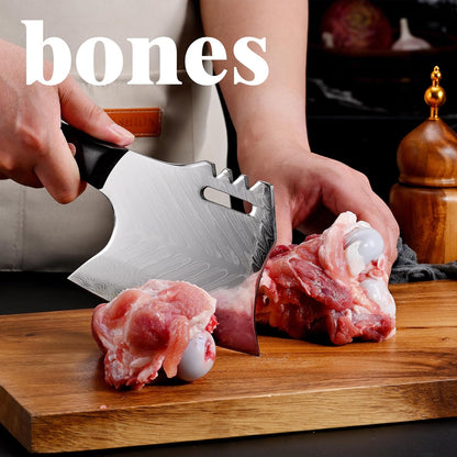 Meat Cleaver Knife, forged 8.07" Bone Chopper, 6mm Thick Blade, All-in-One Chop & Slice Knife with Wenge Wood Handle for Home Kitchen & BBQ