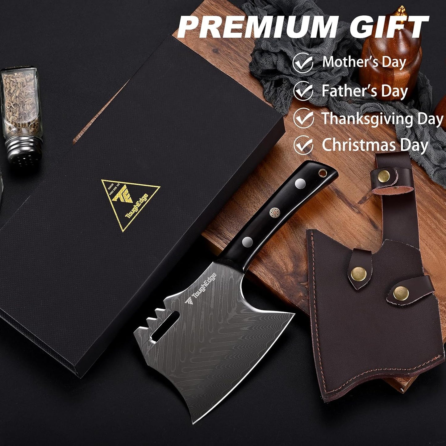 Meat Cleaver Knife, forged 8.07" Bone Chopper, 6mm Thick Blade, All-in-One Chop & Slice Knife with Wenge Wood Handle for Home Kitchen & BBQ