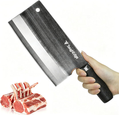Meat Cleaver Knife, forged 8.07" Bone Chopper, 6mm Thick Blade, All-in-One Chop & Slice Knife with Wenge Wood Handle for Home Kitchen & BBQ