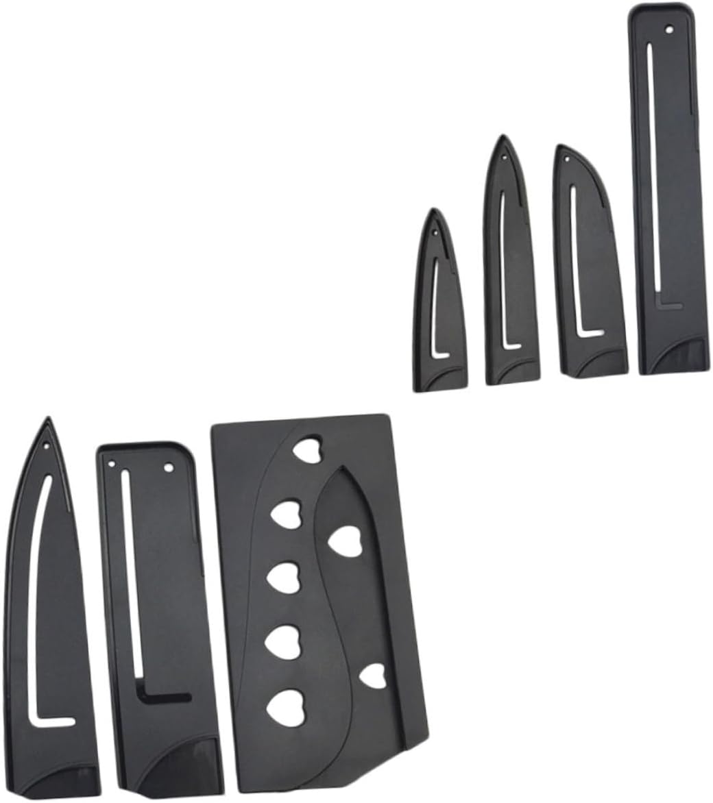 7pcs Plastic Cutter Protective Cover Cut-resistant Sleeves for Kitchen Knives Assorted for Chef Paring and Utility Knives Storage Black Style