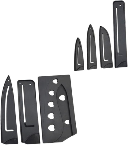 7pcs Plastic Cutter Protective Cover Cut-resistant Sleeves for Kitchen Knives Assorted for Chef Paring and Utility Knives Storage Black Style