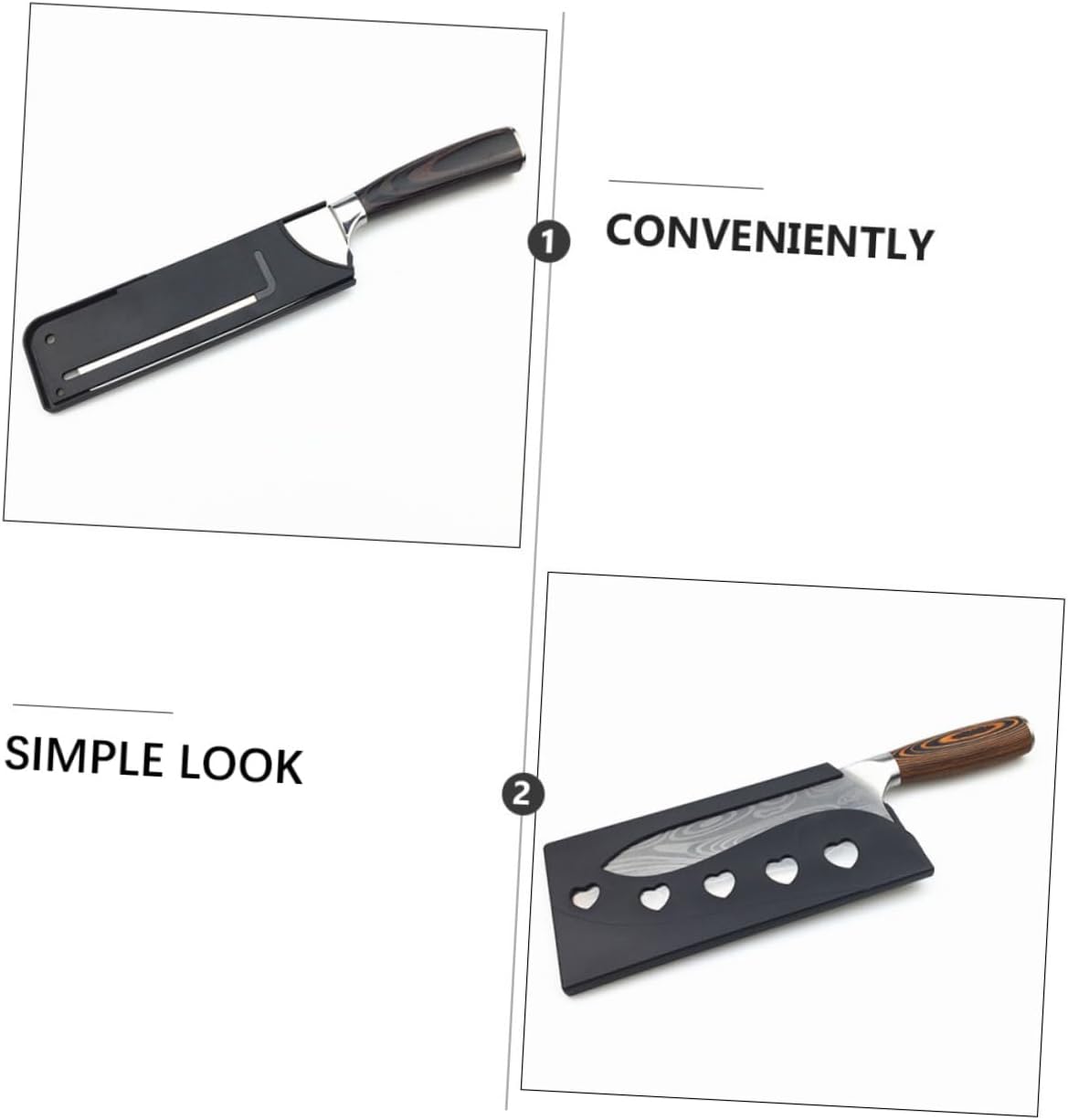 7pcs Plastic Cutter Protective Cover Cut-resistant Sleeves for Kitchen Knives Assorted for Chef Paring and Utility Knives Storage Black Style