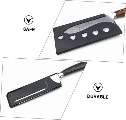 7pcs Plastic Cutter Protective Cover Cut-resistant Sleeves for Kitchen Knives Assorted for Chef Paring and Utility Knives Storage Black Style