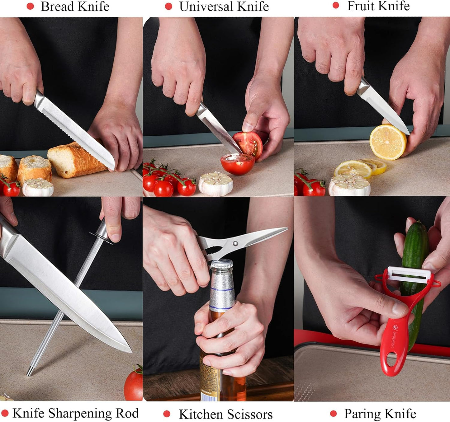 Elegant Purple 9-Piece Kitchen Knife Set with with Acrylic Block | Sharpener,Scissors,Dishwasher Safe Non Rust Sharp Stainless Steel Chef Knife Block Set,Gifts for Women Cooking