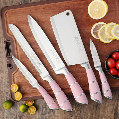 Elegant Purple 9-Piece Kitchen Knife Set with with Acrylic Block | Sharpener,Scissors,Dishwasher Safe Non Rust Sharp Stainless Steel Chef Knife Block Set,Gifts for Women Cooking