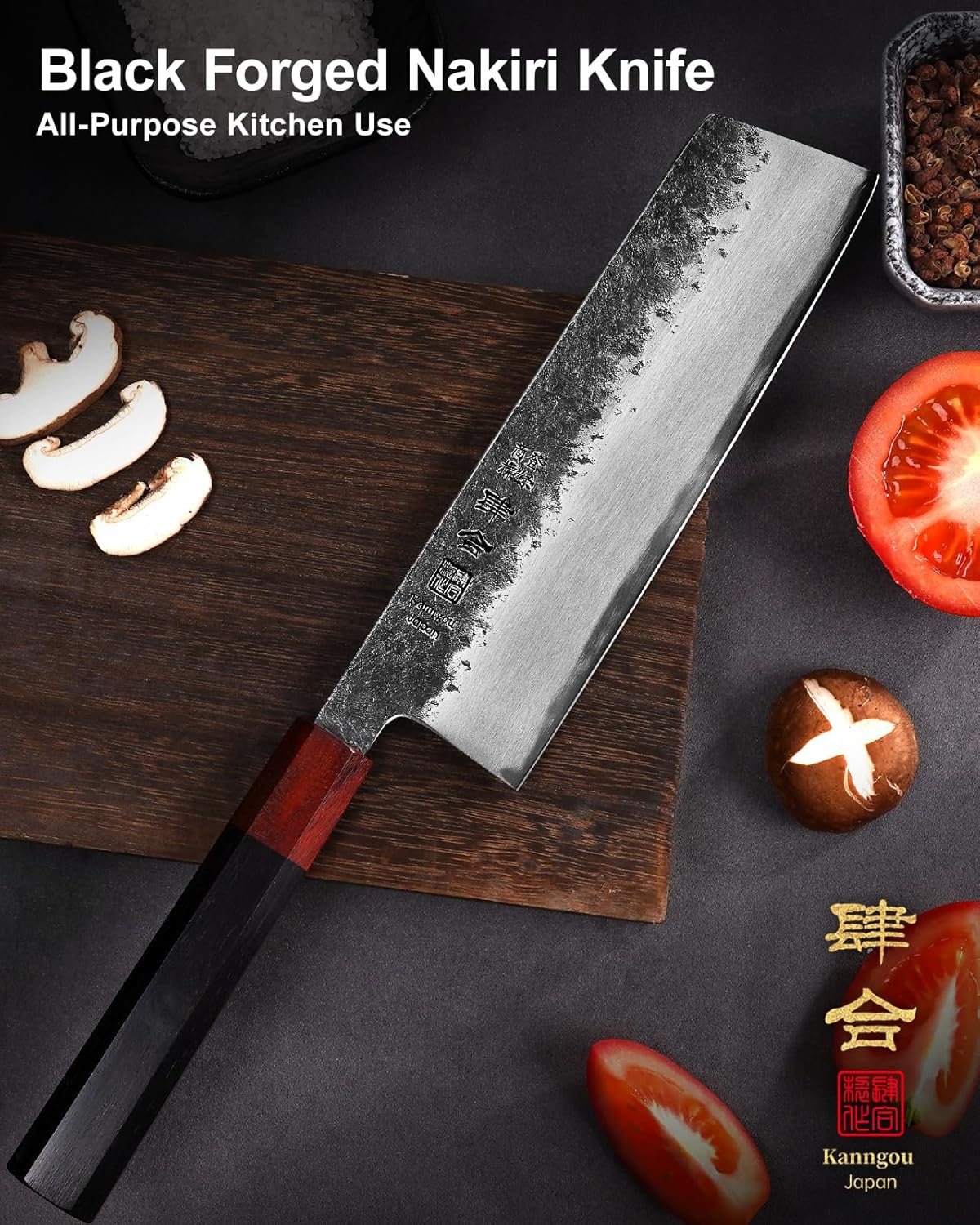 7 inch Nakiri Knife Japanese Chef Knife, AUS-8 Alloy Steel Vegetable Japanese Cleaver with Red Sandalwood and Eboy Wood Handle, Chopping Knife with Premium Gift Box (WA Series)