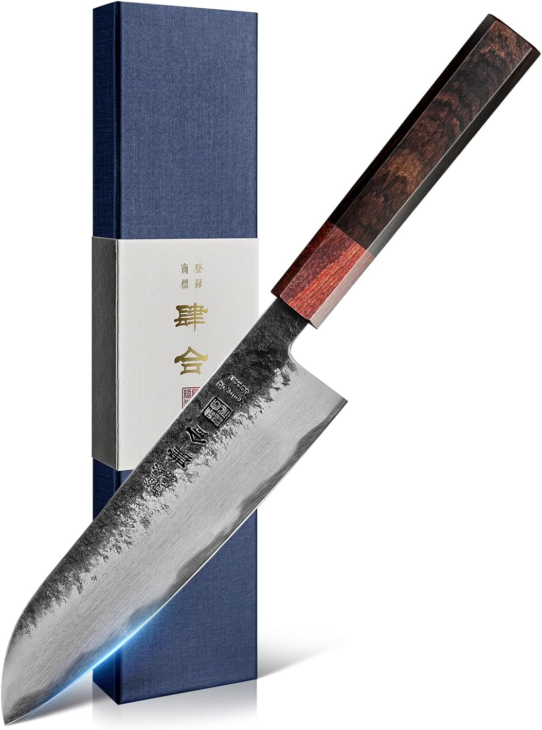 7 inch Nakiri Knife Japanese Chef Knife, AUS-8 Alloy Steel Vegetable Japanese Cleaver with Red Sandalwood and Eboy Wood Handle, Chopping Knife with Premium Gift Box (WA Series)