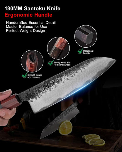 7 inch Nakiri Knife Japanese Chef Knife, AUS-8 Alloy Steel Vegetable Japanese Cleaver with Red Sandalwood and Eboy Wood Handle, Chopping Knife with Premium Gift Box (WA Series)