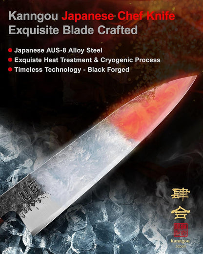 7 inch Nakiri Knife Japanese Chef Knife, AUS-8 Alloy Steel Vegetable Japanese Cleaver with Red Sandalwood and Eboy Wood Handle, Chopping Knife with Premium Gift Box (WA Series)