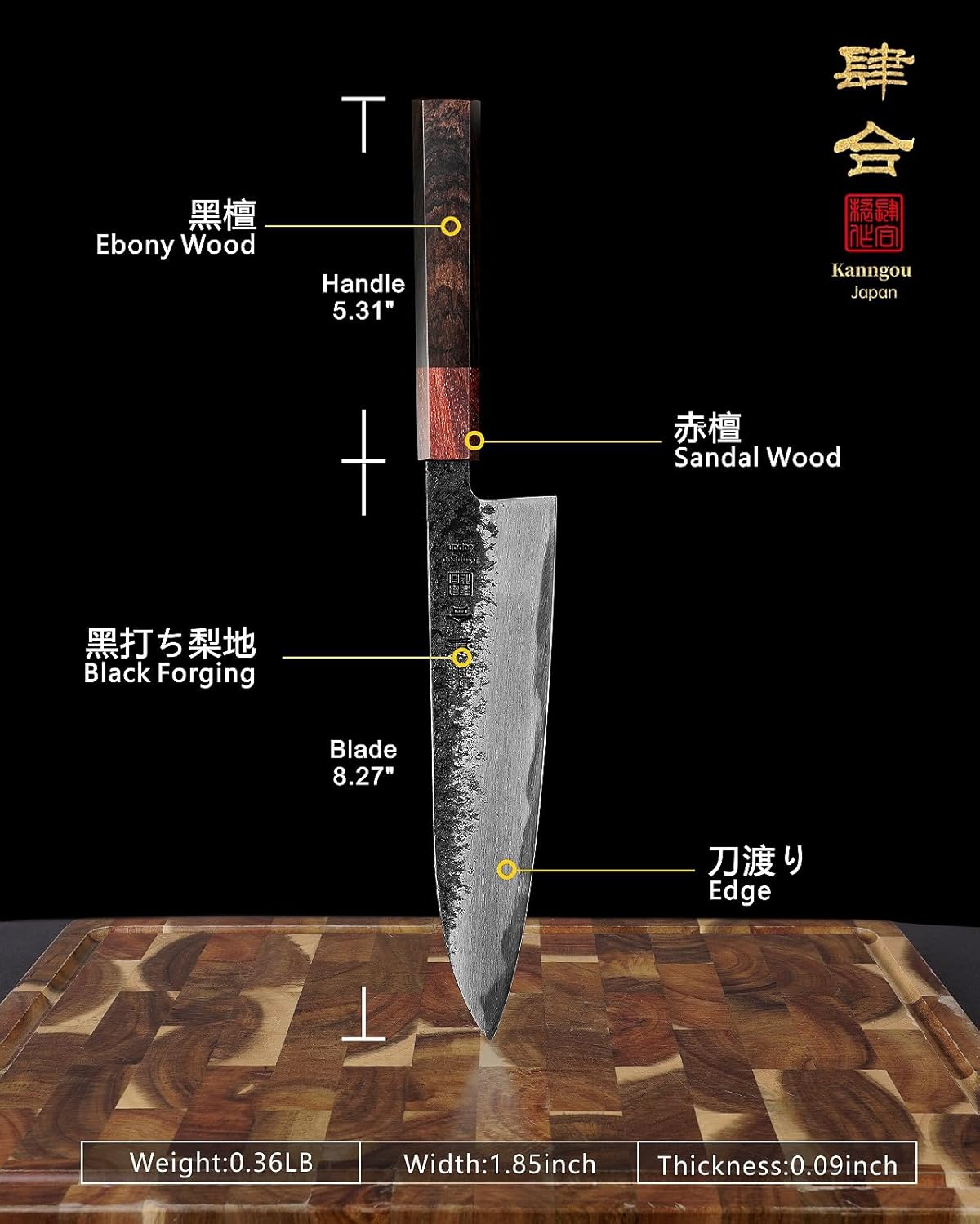 7 inch Nakiri Knife Japanese Chef Knife, AUS-8 Alloy Steel Vegetable Japanese Cleaver with Red Sandalwood and Eboy Wood Handle, Chopping Knife with Premium Gift Box (WA Series)