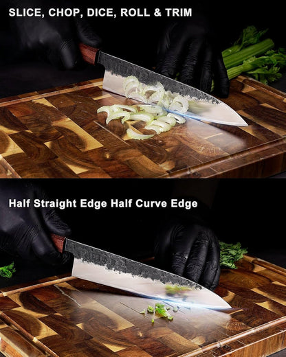7 inch Nakiri Knife Japanese Chef Knife, AUS-8 Alloy Steel Vegetable Japanese Cleaver with Red Sandalwood and Eboy Wood Handle, Chopping Knife with Premium Gift Box (WA Series)