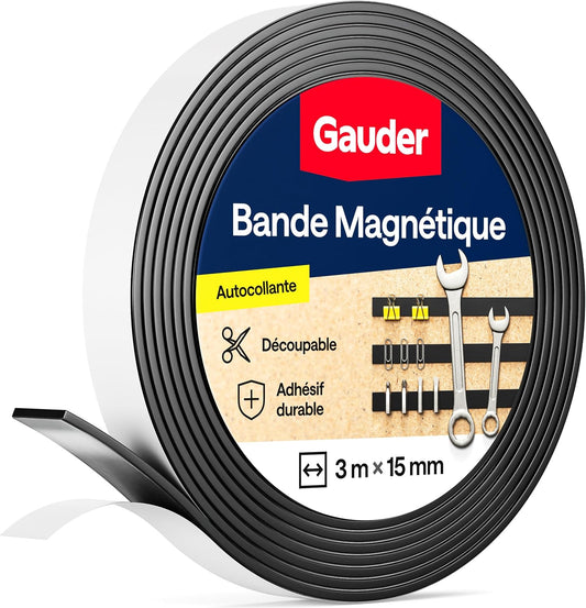 Magnetic Tape with 3M Adhesive - Strong Self-Adhesive Magnet Strip - Strong Magnetic Tape Roll with Cuttable Length & 3M Sticky Back (10 ft x 0.6 in)