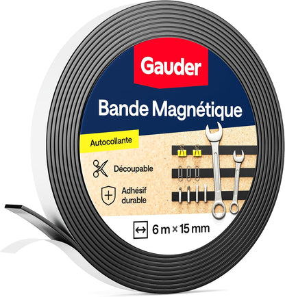 Magnetic Tape with 3M Adhesive - Strong Self-Adhesive Magnet Strip - Strong Magnetic Tape Roll with Cuttable Length & 3M Sticky Back (10 ft x 0.6 in)