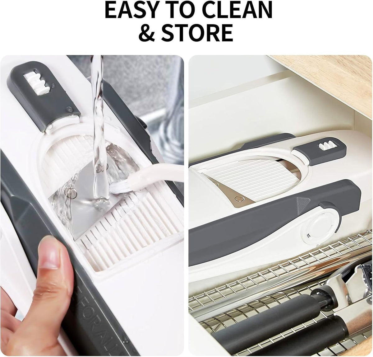 QYKIC Safe Mandoline Slicer, Potato Clips Slicer, Vegetable Food Slicer, Thickness Adjustable for Cucumber Onion Carrot Lemon (Only Slicer White)