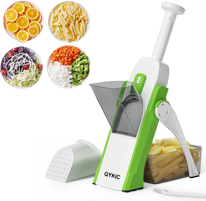 QYKIC Safe Mandoline Slicer, Potato Clips Slicer, Vegetable Food Slicer, Thickness Adjustable for Cucumber Onion Carrot Lemon (Only Slicer White)