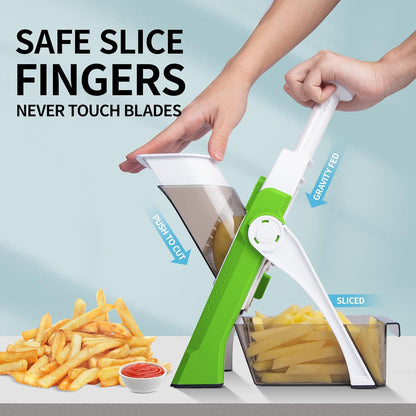 QYKIC Safe Mandoline Slicer, Potato Clips Slicer, Vegetable Food Slicer, Thickness Adjustable for Cucumber Onion Carrot Lemon (Only Slicer White)