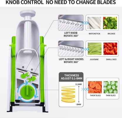 QYKIC Safe Mandoline Slicer, Potato Clips Slicer, Vegetable Food Slicer, Thickness Adjustable for Cucumber Onion Carrot Lemon (Only Slicer White)