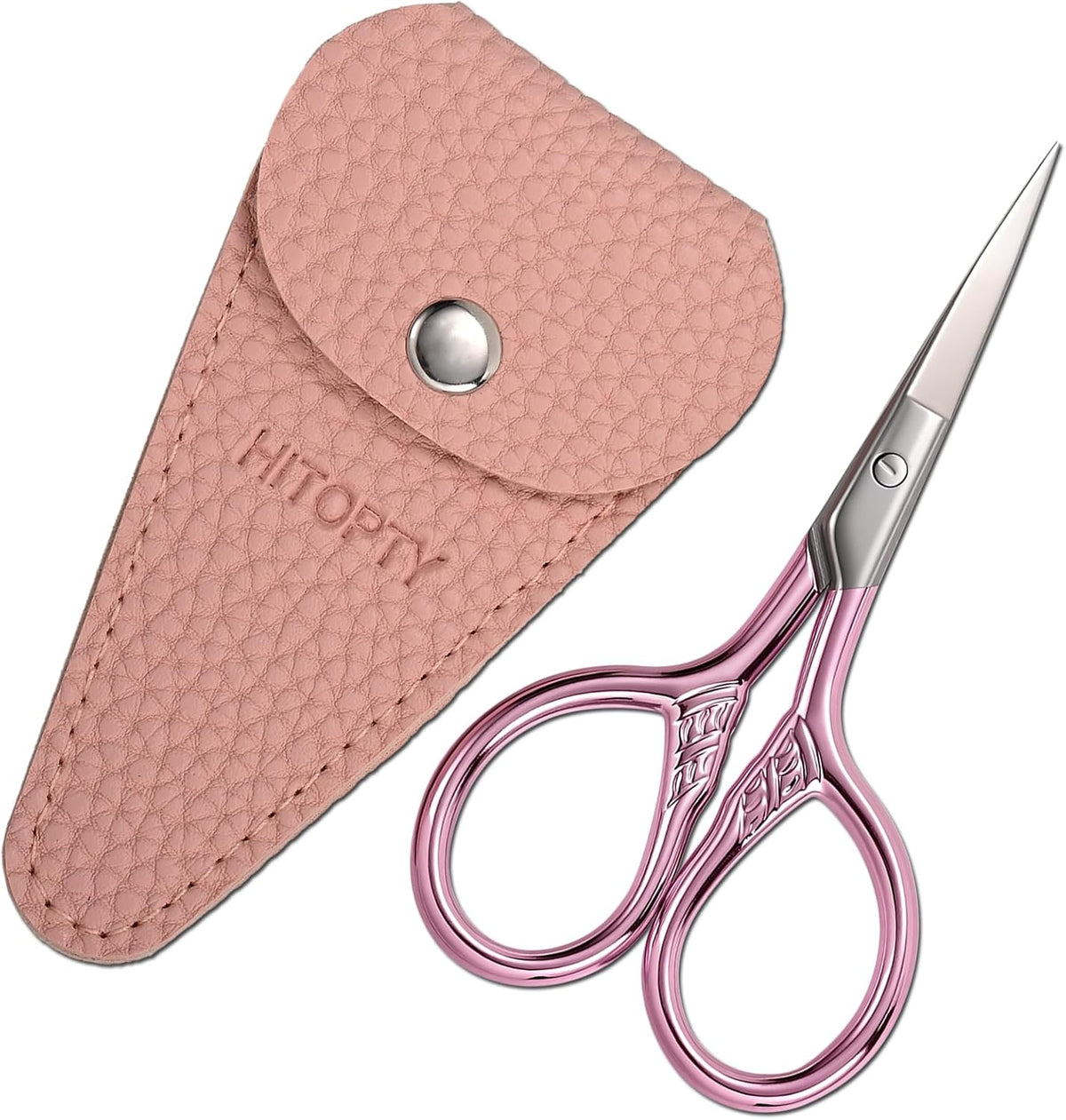 Small Precision Scissors, 3.5in Beauty Grooming Kit | Stainless Steel, Multi-Purpose Travel Tools for Facial Hair, Eyebrow, Eyelash, Beard, Moustache Trimming, with PU Sheath