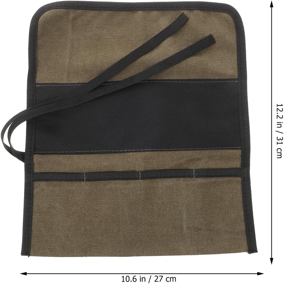 Woodworking Tool Kit Canvas Tool Roll Organizer Pouch Multi-Pocket Chisel Roll up Bag for Carving Storage and Diy Craftsmen 12.20X10.62 Inches