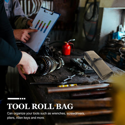 Woodworking Tool Kit Canvas Tool Roll Organizer Pouch Multi-Pocket Chisel Roll up Bag for Carving Storage and Diy Craftsmen 12.20X10.62 Inches