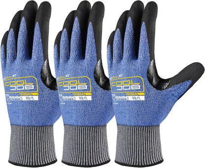 A9 Cut Resistant Safety Work Gloves with Grip, Touchscreen Nitrile Coated Heavy-duty for Glass Metal Sheet Handling