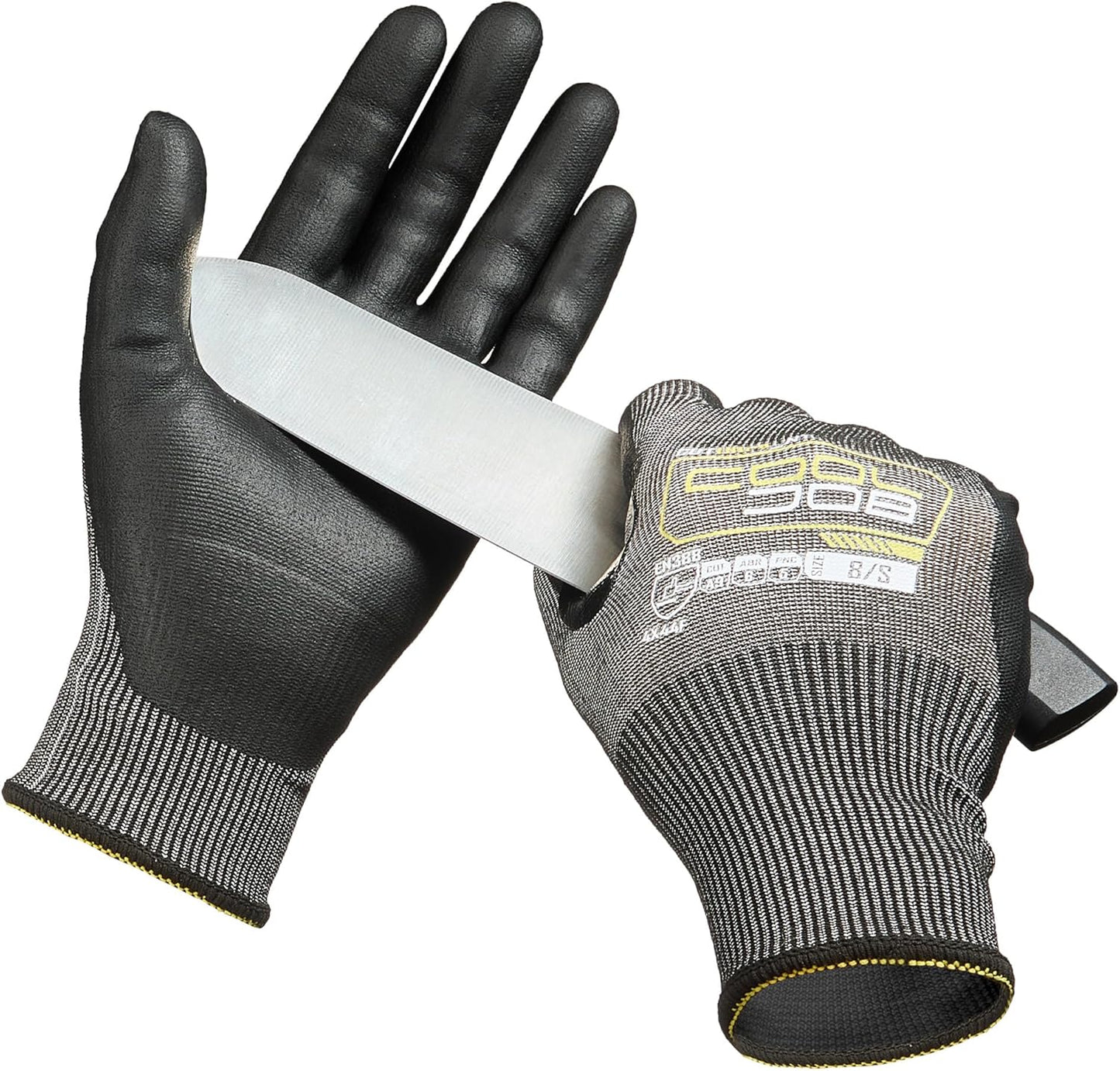 A9 Cut Resistant Safety Work Gloves with Grip, Touchscreen Nitrile Coated Heavy-duty for Glass Metal Sheet Handling