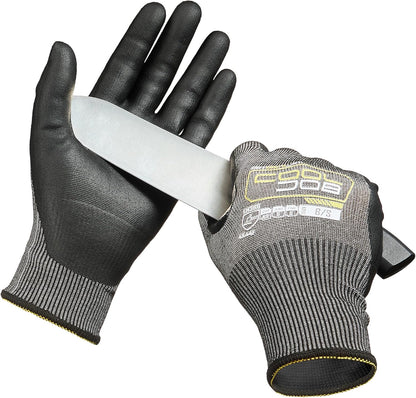A9 Cut Resistant Safety Work Gloves with Grip, Touchscreen Nitrile Coated Heavy-duty for Glass Metal Sheet Handling