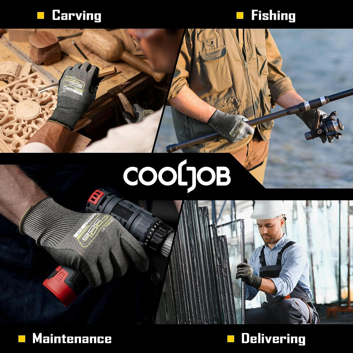 A9 Cut Resistant Safety Work Gloves with Grip, Touchscreen Nitrile Coated Heavy-duty for Glass Metal Sheet Handling