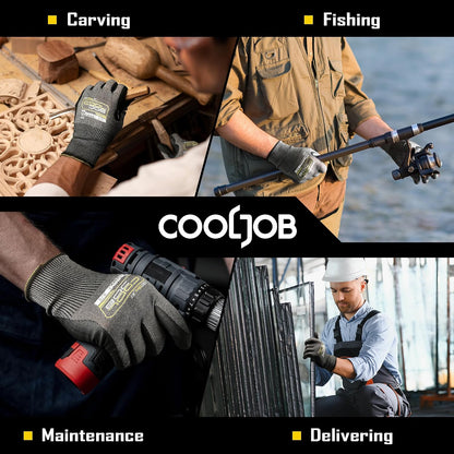 A9 Cut Resistant Safety Work Gloves with Grip, Touchscreen Nitrile Coated Heavy-duty for Glass Metal Sheet Handling