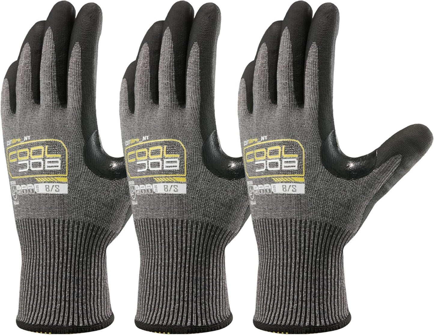 A9 Cut Resistant Safety Work Gloves with Grip, Touchscreen Nitrile Coated Heavy-duty for Glass Metal Sheet Handling