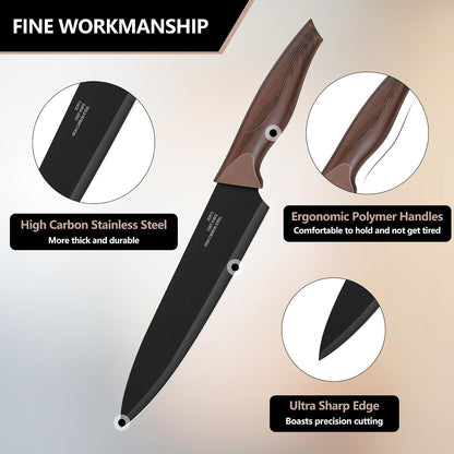 Knife Set with Block, 15 Pieces Kitchen Knife Block Set with Sharpener, High Carbon Stainless Steel Sharp Chef Knife Set with Ergonomic Handles, Anti Rust, White
