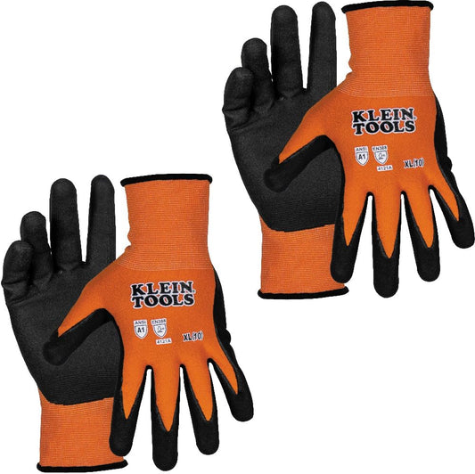 60582 Work Gloves, Knit Dipped Cut Resistant ANSI A1 Nitrile Coated Gloves, Nylon-Spandex, Touchscreen Capable, X-Large, 2-Pair