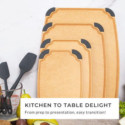 Essential Series Cutting Board for Kitchen- Natural Wood Fiber Composite, Dishwasher Safe, Eco-Friendly, Juice Grooves, Non-Slip Feet, Non-Porous, Reversible, BPA Free, X-Large -17" x 13"