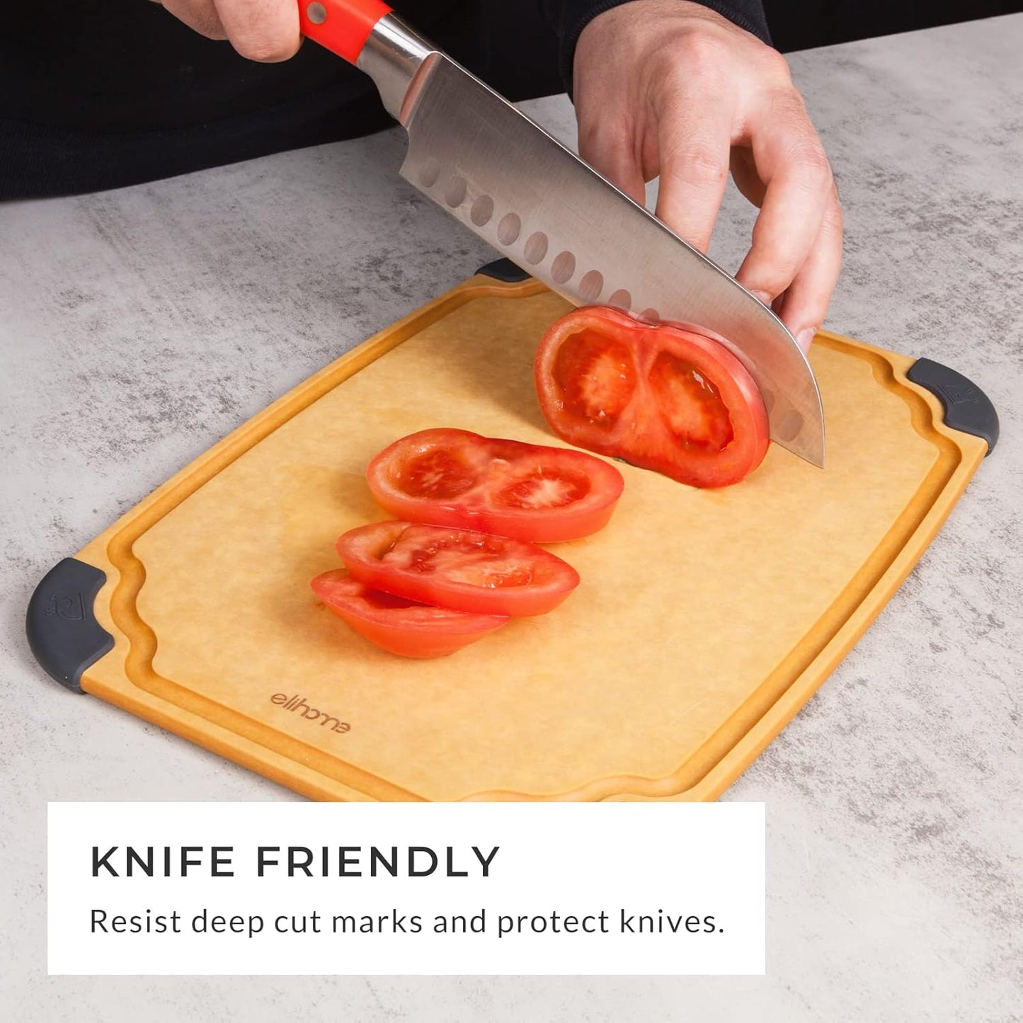 Essential Series Cutting Board for Kitchen- Natural Wood Fiber Composite, Dishwasher Safe, Eco-Friendly, Juice Grooves, Non-Slip Feet, Non-Porous, Reversible, BPA Free, X-Large -17" x 13"
