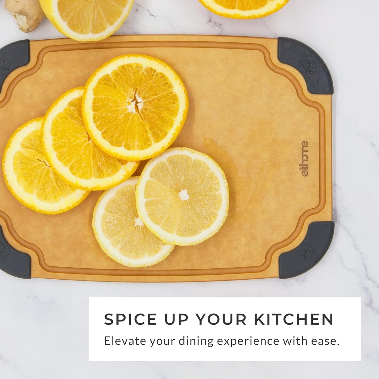 Essential Series Cutting Board for Kitchen- Natural Wood Fiber Composite, Dishwasher Safe, Eco-Friendly, Juice Grooves, Non-Slip Feet, Non-Porous, Reversible, BPA Free, X-Large -17" x 13"