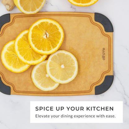 Essential Series Cutting Board for Kitchen- Natural Wood Fiber Composite, Dishwasher Safe, Eco-Friendly, Juice Grooves, Non-Slip Feet, Non-Porous, Reversible, BPA Free, X-Large -17" x 13"