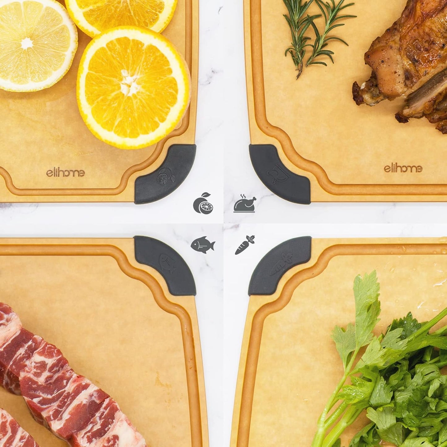 Essential Series Cutting Board for Kitchen- Natural Wood Fiber Composite, Dishwasher Safe, Eco-Friendly, Juice Grooves, Non-Slip Feet, Non-Porous, Reversible, BPA Free, X-Large -17" x 13"