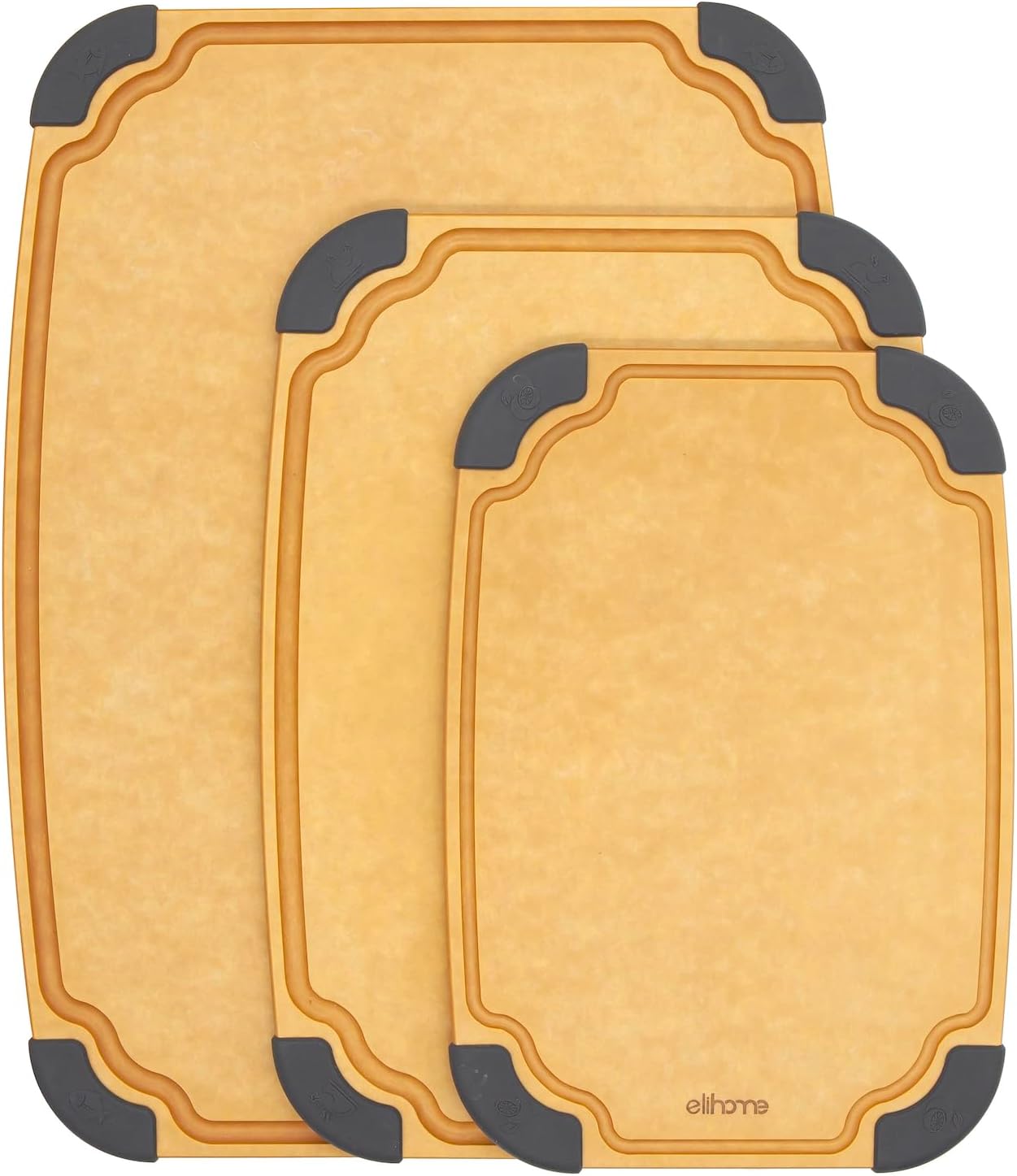 Essential Series Cutting Board for Kitchen- Natural Wood Fiber Composite, Dishwasher Safe, Eco-Friendly, Juice Grooves, Non-Slip Feet, Non-Porous, Reversible, BPA Free, X-Large -17" x 13"