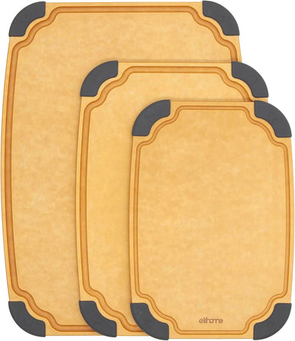 Essential Series Cutting Board for Kitchen- Natural Wood Fiber Composite, Dishwasher Safe, Eco-Friendly, Juice Grooves, Non-Slip Feet, Non-Porous, Reversible, BPA Free, X-Large -17" x 13"