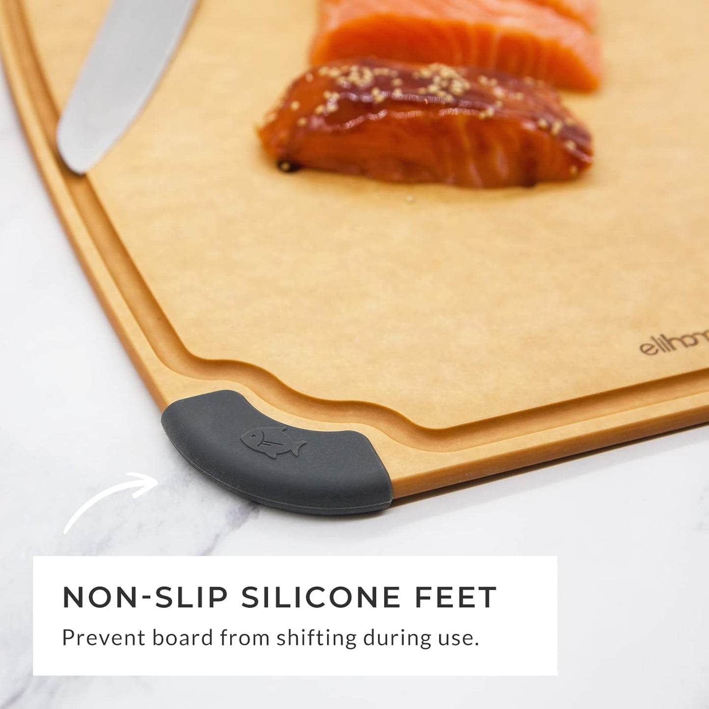 Essential Series Cutting Board for Kitchen- Natural Wood Fiber Composite, Dishwasher Safe, Eco-Friendly, Juice Grooves, Non-Slip Feet, Non-Porous, Reversible, BPA Free, X-Large -17" x 13"