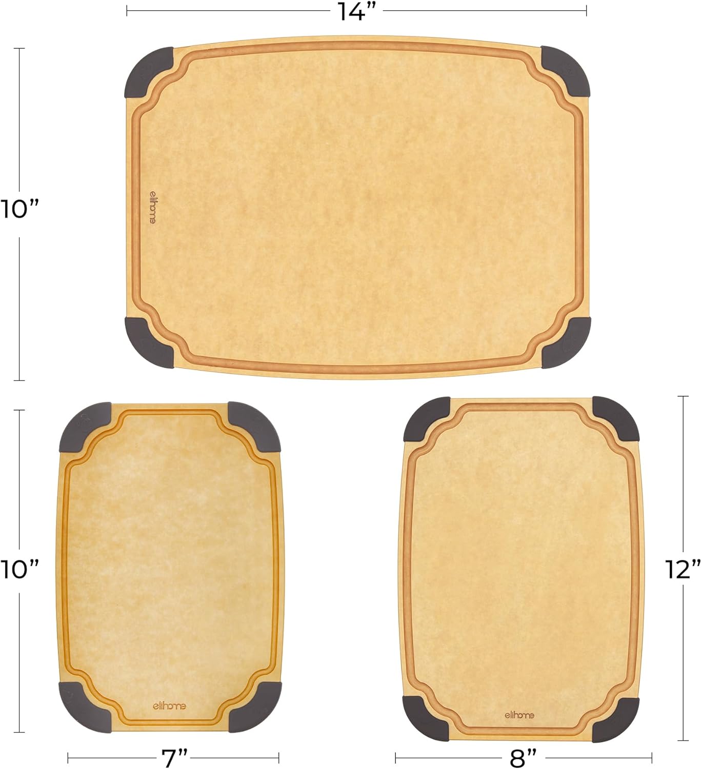 Essential Series Cutting Board for Kitchen- Natural Wood Fiber Composite, Dishwasher Safe, Eco-Friendly, Juice Grooves, Non-Slip Feet, Non-Porous, Reversible, BPA Free, X-Large -17" x 13"