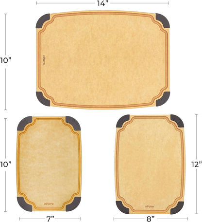 Essential Series Cutting Board for Kitchen- Natural Wood Fiber Composite, Dishwasher Safe, Eco-Friendly, Juice Grooves, Non-Slip Feet, Non-Porous, Reversible, BPA Free, X-Large -17" x 13"