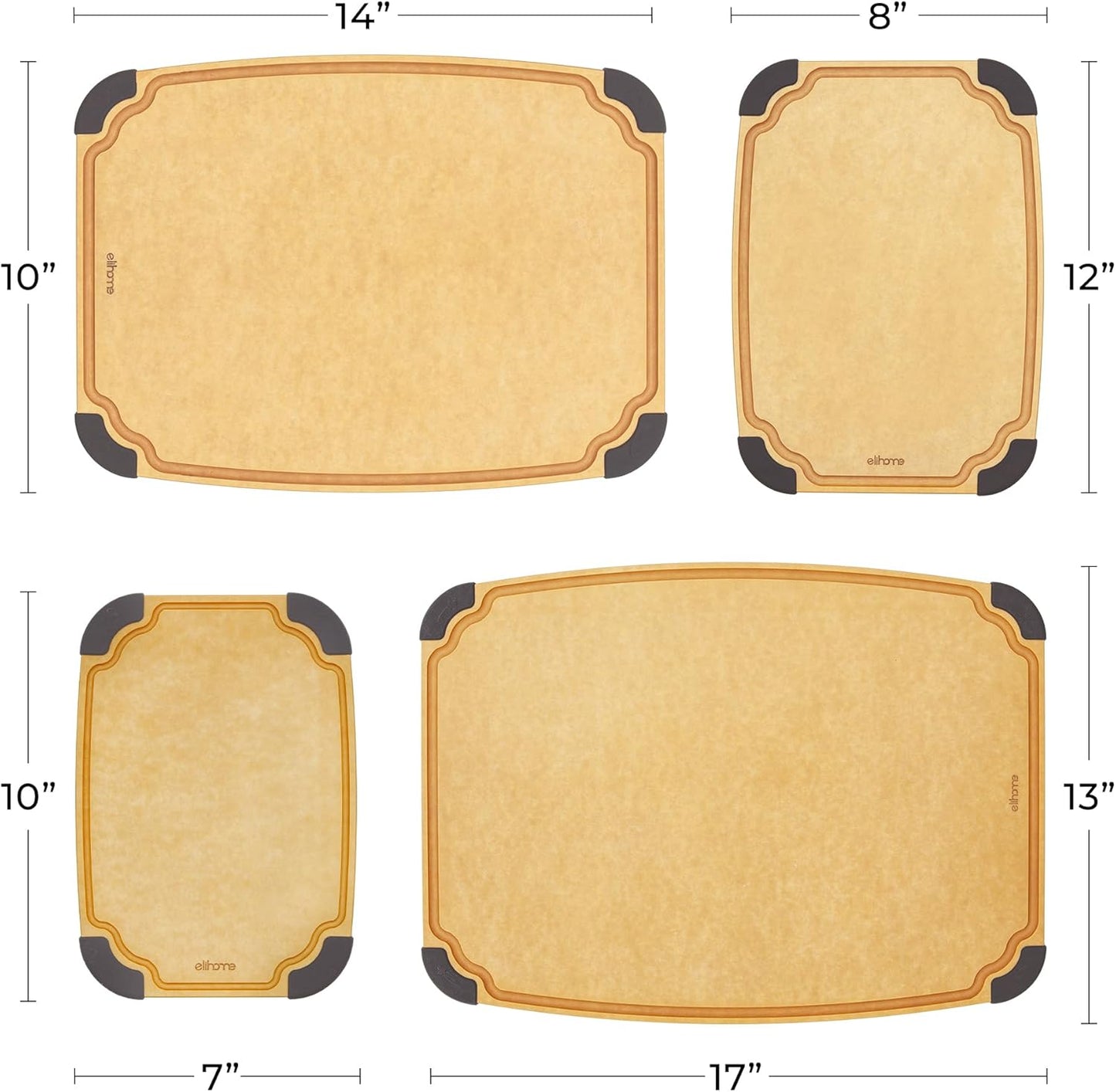 Essential Series Cutting Board for Kitchen- Natural Wood Fiber Composite, Dishwasher Safe, Eco-Friendly, Juice Grooves, Non-Slip Feet, Non-Porous, Reversible, BPA Free, X-Large -17" x 13"