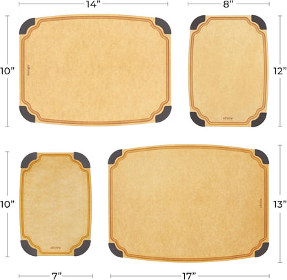 Essential Series Cutting Board for Kitchen- Natural Wood Fiber Composite, Dishwasher Safe, Eco-Friendly, Juice Grooves, Non-Slip Feet, Non-Porous, Reversible, BPA Free, X-Large -17" x 13"