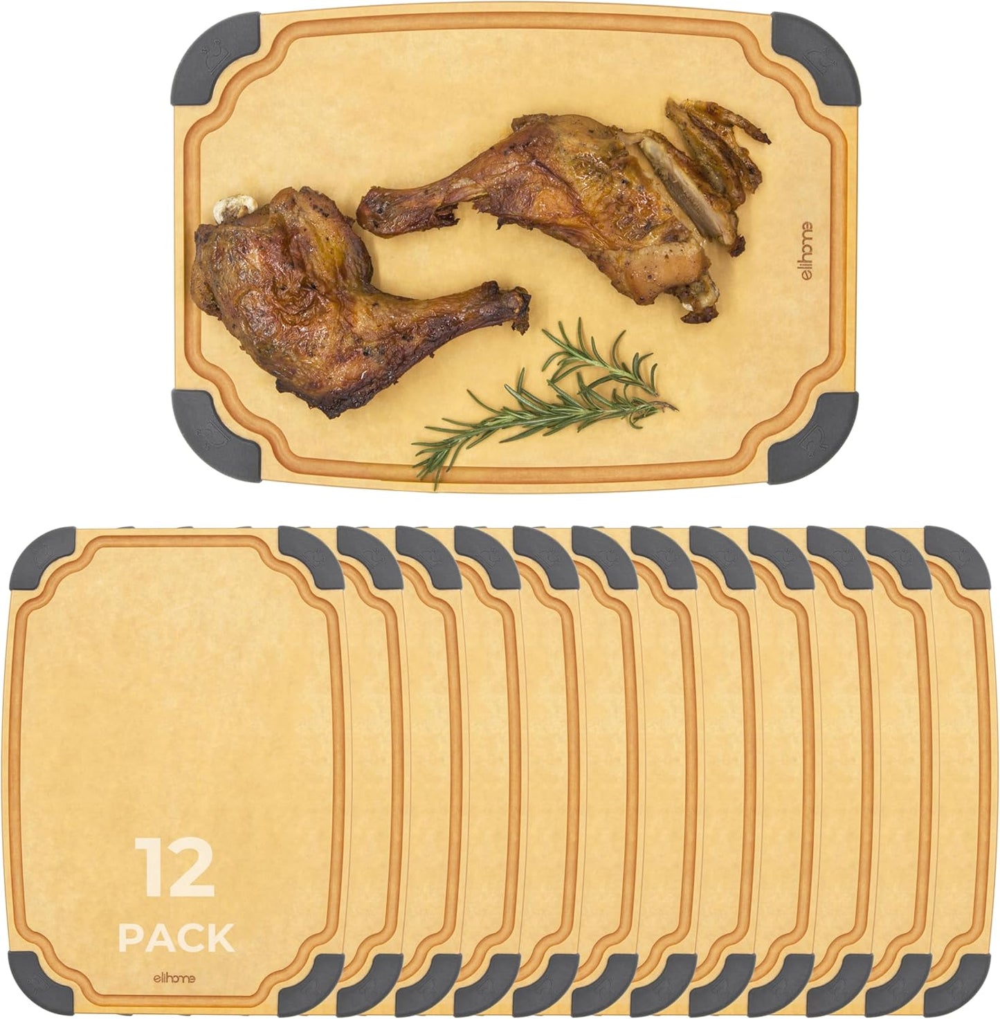 Essential Series Cutting Board for Kitchen- Natural Wood Fiber Composite, Dishwasher Safe, Eco-Friendly, Juice Grooves, Non-Slip Feet, Non-Porous, Reversible, BPA Free, X-Large -17" x 13"