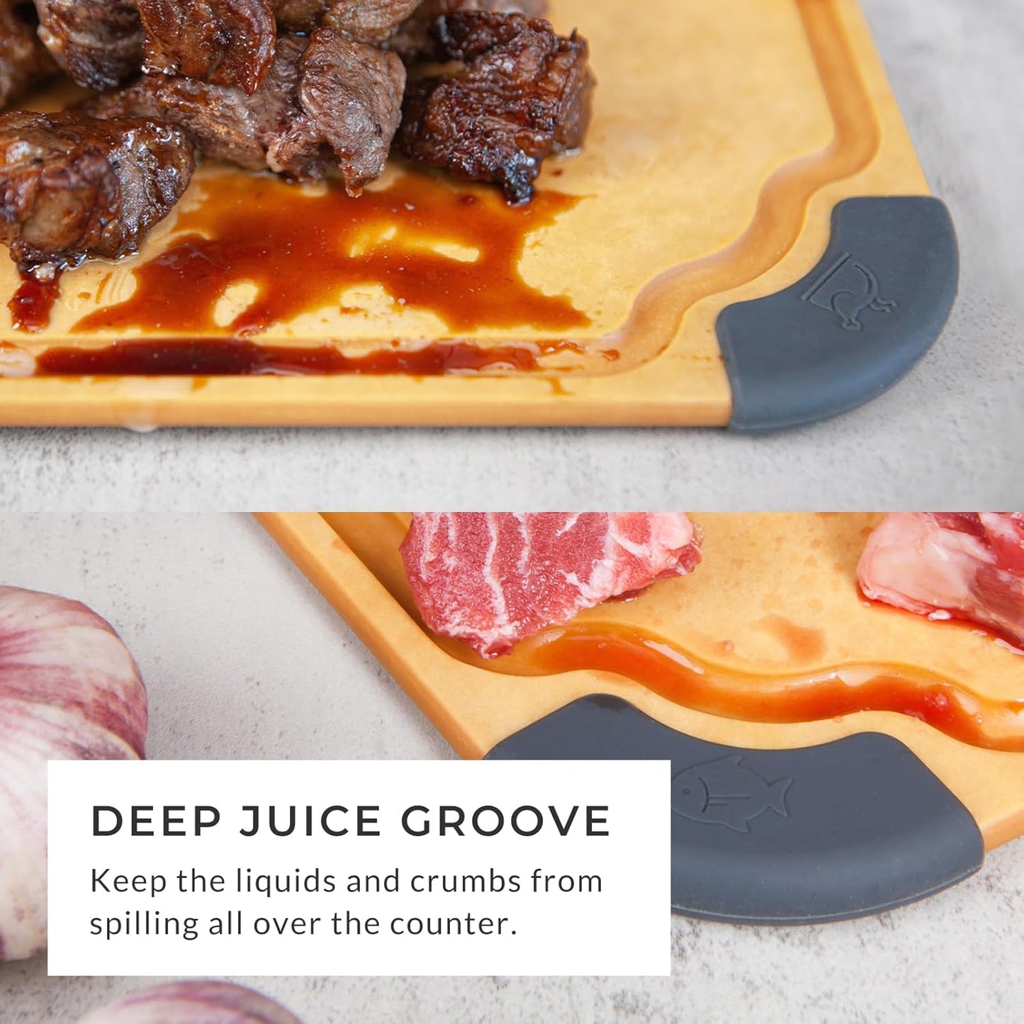 Essential Series Cutting Board for Kitchen- Natural Wood Fiber Composite, Dishwasher Safe, Eco-Friendly, Juice Grooves, Non-Slip Feet, Non-Porous, Reversible, BPA Free, X-Large -17" x 13"