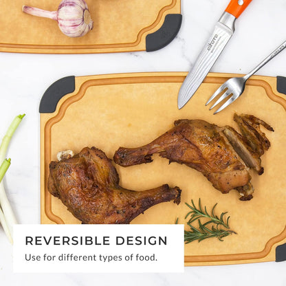 Essential Series Cutting Board for Kitchen- Natural Wood Fiber Composite, Dishwasher Safe, Eco-Friendly, Juice Grooves, Non-Slip Feet, Non-Porous, Reversible, BPA Free, X-Large -17" x 13"