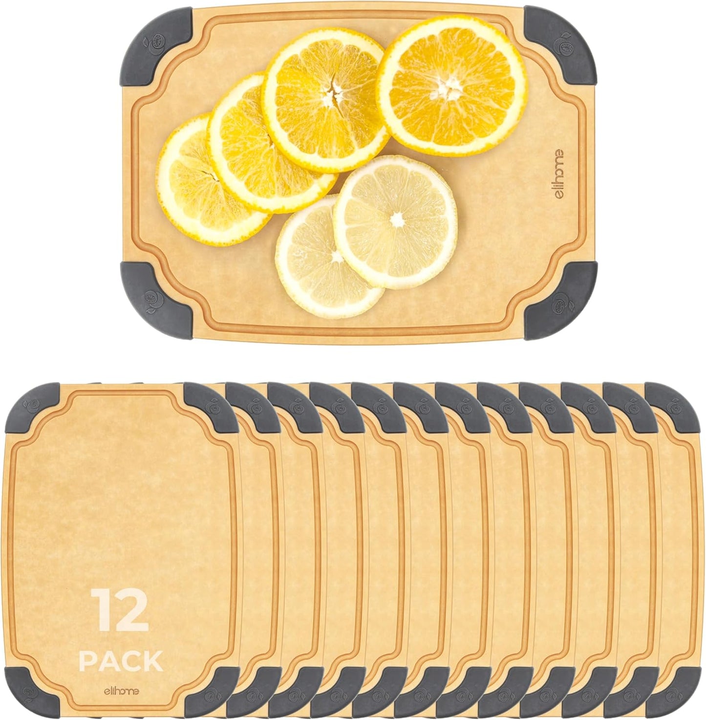 Essential Series Cutting Board for Kitchen- Natural Wood Fiber Composite, Dishwasher Safe, Eco-Friendly, Juice Grooves, Non-Slip Feet, Non-Porous, Reversible, BPA Free, X-Large -17" x 13"