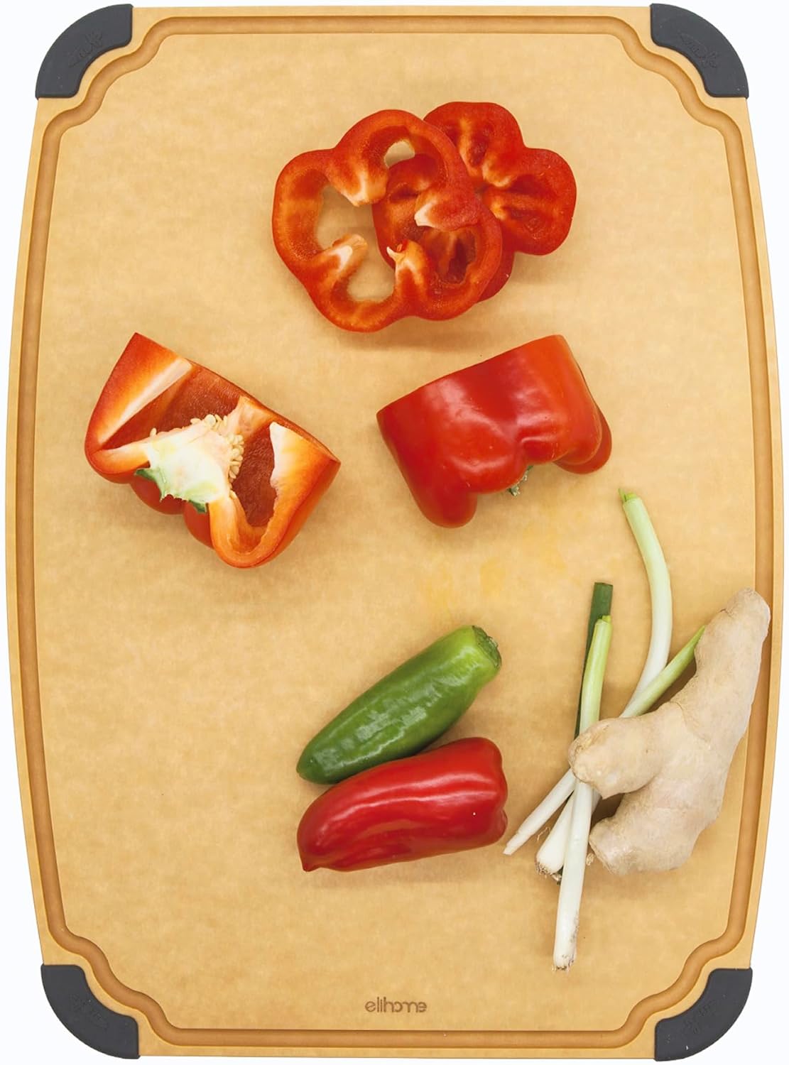 Essential Series Cutting Board for Kitchen- Natural Wood Fiber Composite, Dishwasher Safe, Eco-Friendly, Juice Grooves, Non-Slip Feet, Non-Porous, Reversible, BPA Free, X-Large -17" x 13"