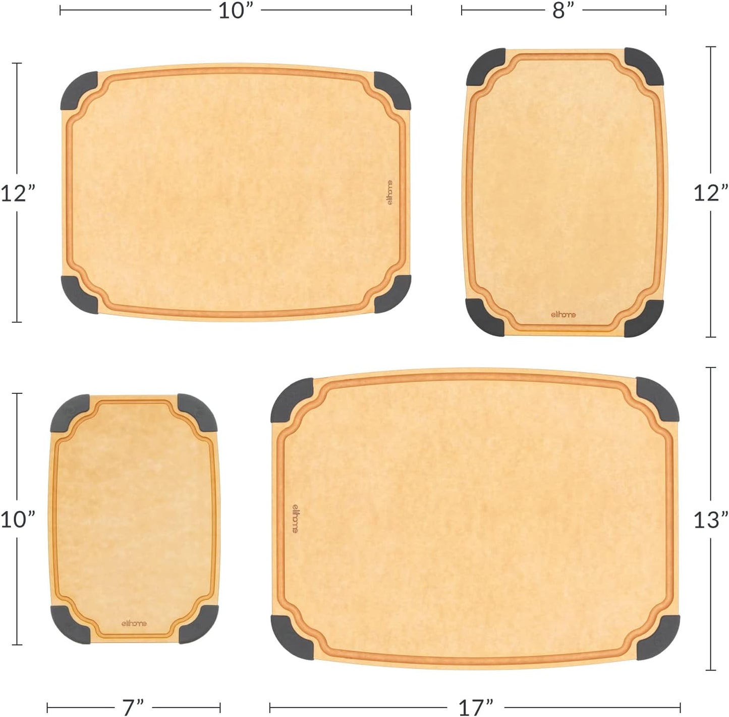 Essential Series Cutting Board for Kitchen- Natural Wood Fiber Composite, Dishwasher Safe, Eco-Friendly, Juice Grooves, Non-Slip Feet, Non-Porous, Reversible, BPA Free, X-Large -17" x 13"